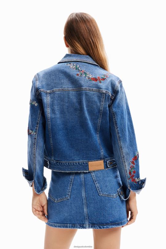 ropa 4802L211 mujer Desigual chaqueta estilo camionero de mezclilla bordada - Desigual shop