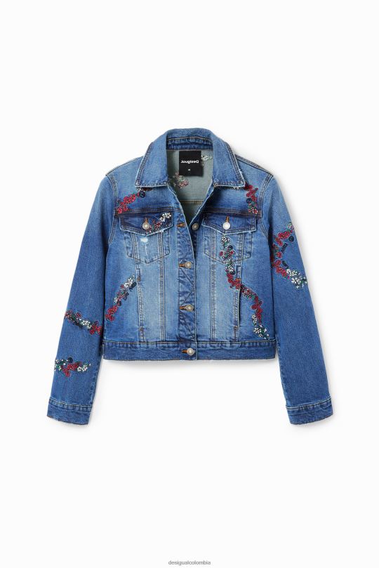 ropa 4802L211 mujer Desigual chaqueta estilo camionero de mezclilla bordada - Desigual shop
