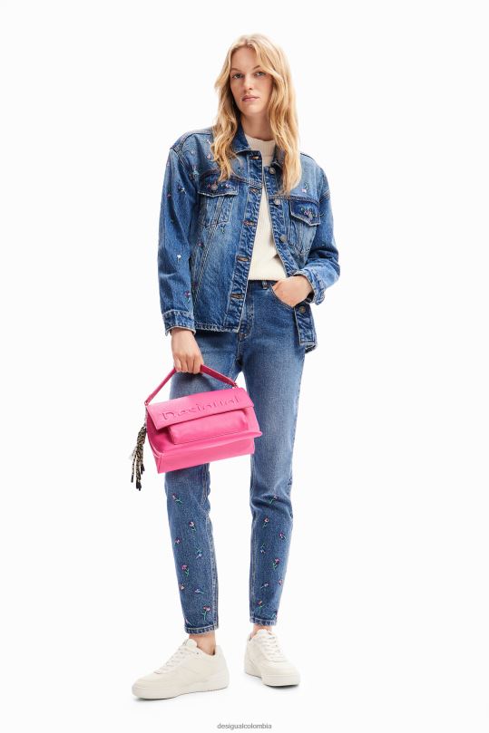ropa 4802L239 mujer Desigual chaqueta estilo camionero de mezclilla floral - Desigual sale damen