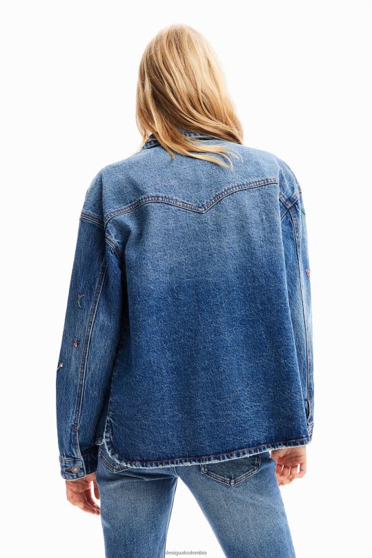 ropa 4802L239 mujer Desigual chaqueta estilo camionero de mezclilla floral - Desigual sale damen