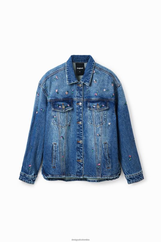 ropa 4802L239 mujer Desigual chaqueta estilo camionero de mezclilla floral - Desigual sale damen