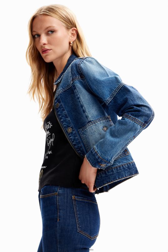 ropa 4802L240 mujer Desigual chaqueta estilo camionero de mezclilla con patchwork - Desigual sales online