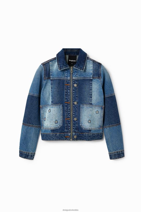 ropa 4802L240 mujer Desigual chaqueta estilo camionero de mezclilla con patchwork - Desigual sales online