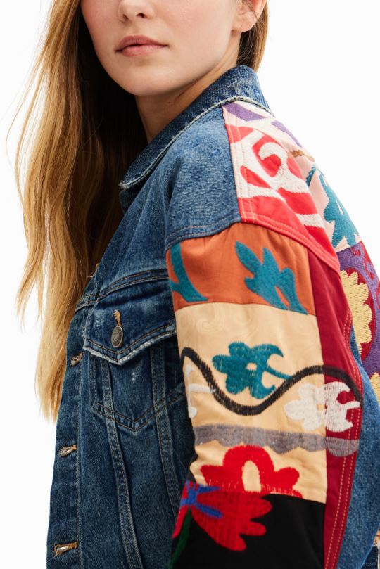 Desigual zapatos Colombia - ropa 4802L289 mujer Desigual chaqueta estilo camionero de mezclilla étnica