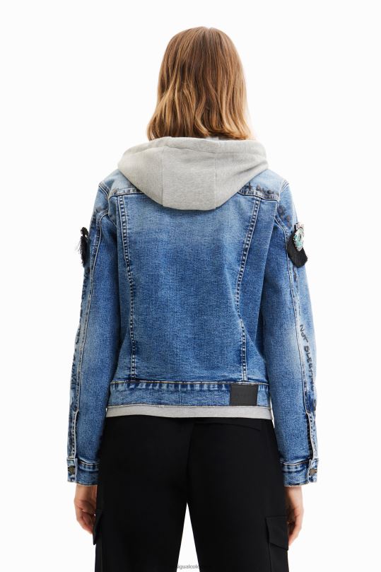 ropa 4802L306 mujer Desigual chaqueta estilo camionero de mezclilla con capucha - Desigual Colombia rebajas