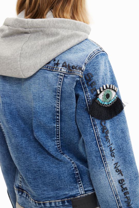 ropa 4802L306 mujer Desigual chaqueta estilo camionero de mezclilla con capucha - Desigual Colombia rebajas