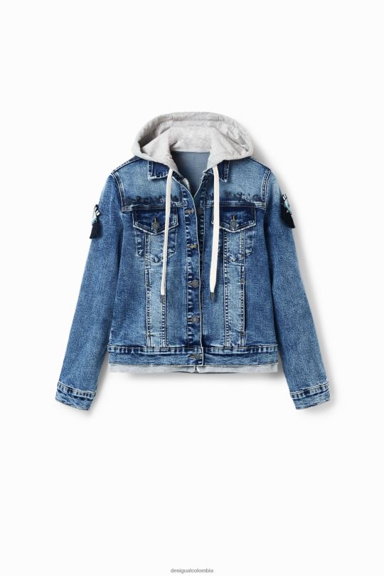 ropa 4802L306 mujer Desigual chaqueta estilo camionero de mezclilla con capucha - Desigual Colombia rebajas