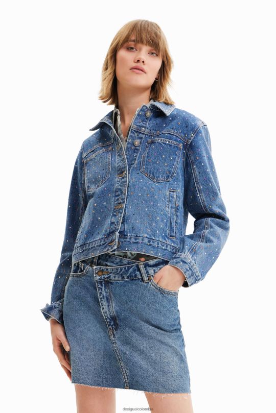 ropa 4802L339 mujer Desigual chaqueta estilo camionero de mezclilla con tachuelas - Desigual sales online