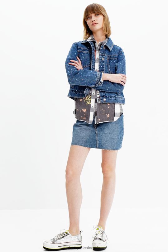 ropa 4802L339 mujer Desigual chaqueta estilo camionero de mezclilla con tachuelas - Desigual sales online