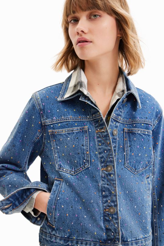 ropa 4802L339 mujer Desigual chaqueta estilo camionero de mezclilla con tachuelas - Desigual sales online