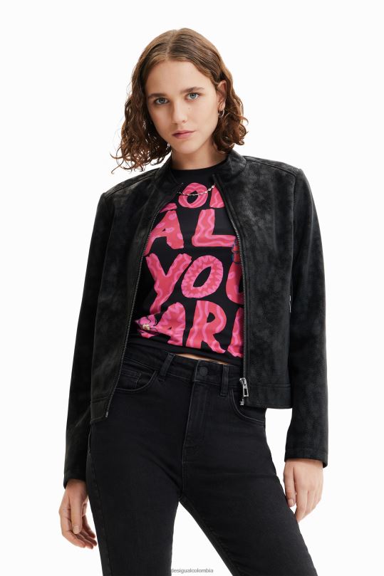 ropa 4802L715 mujer Desigual chaqueta motera con efecto de gamuza - Desigual sales online