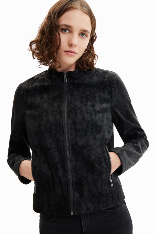 ropa 4802L715 mujer Desigual chaqueta motera con efecto de gamuza - Desigual sales online