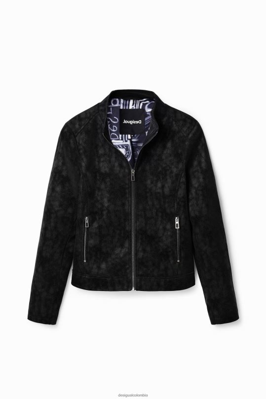 ropa 4802L715 mujer Desigual chaqueta motera con efecto de gamuza - Desigual sales online
