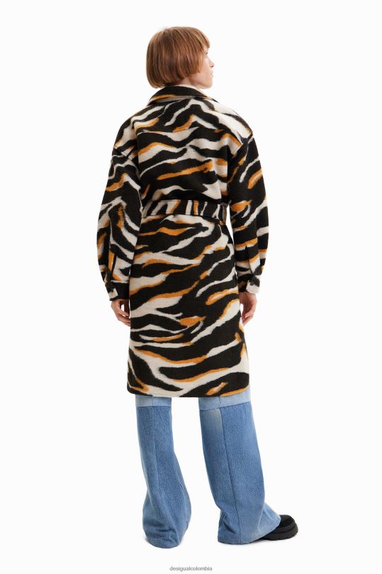 ropa 4802L736 mujer Desigual abrigo largo con estampado de cebra - Desigual shop