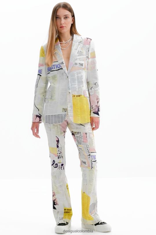 blusas Desigual bogota - ropa 4802L81 mujer Desigual blazer estilo collage de periódicos