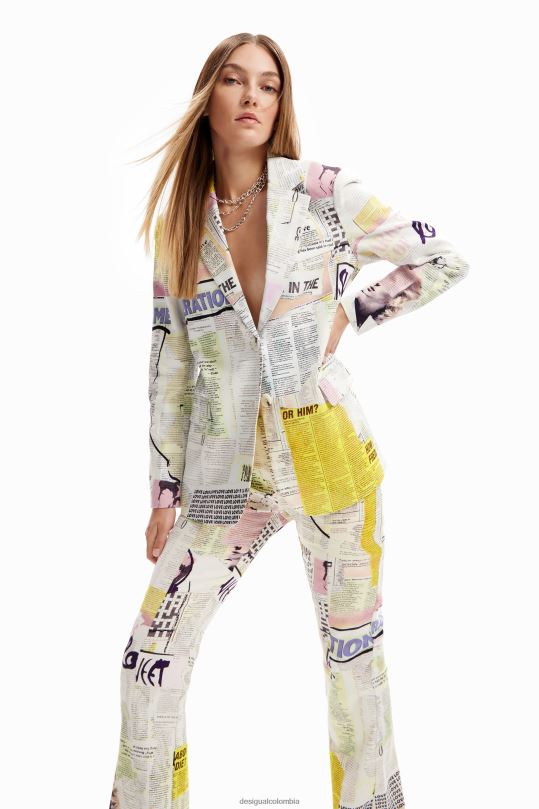 blusas Desigual bogota - ropa 4802L81 mujer Desigual blazer estilo collage de periódicos