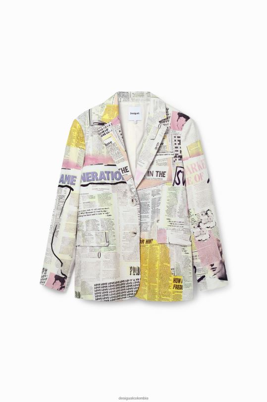 blusas Desigual bogota - ropa 4802L81 mujer Desigual blazer estilo collage de periódicos