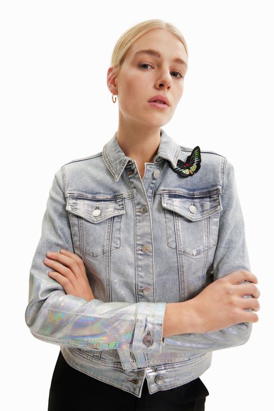 Desigual Colombia bolsos - ropa 4802L865 mujer Desigual chaqueta estilo camionero de mezclilla metalizada