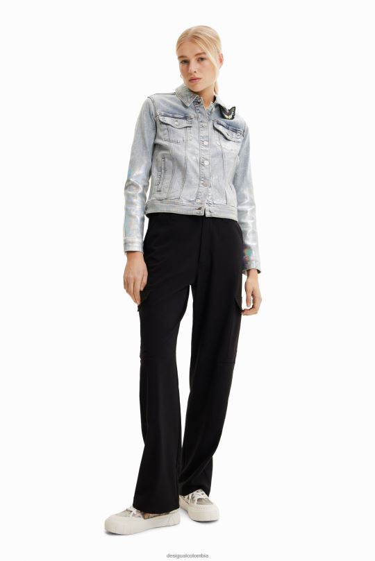 Desigual Colombia bolsos - ropa 4802L865 mujer Desigual chaqueta estilo camionero de mezclilla metalizada