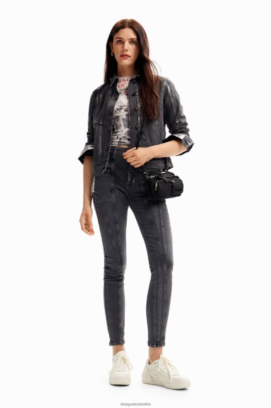 Desigual zapatos Colombia - ropa 4802L897 mujer Desigual chaqueta estilo camionero de mezclilla metalizada