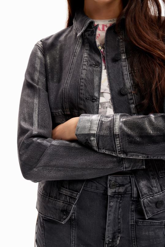 Desigual zapatos Colombia - ropa 4802L897 mujer Desigual chaqueta estilo camionero de mezclilla metalizada
