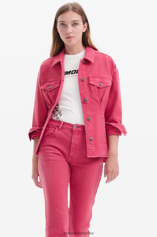 ropa 4802L90 mujer Desigual chaqueta estilo camionero de mezclilla plisada - Desigual Colombia rebajas
