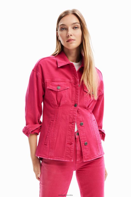ropa 4802L90 mujer Desigual chaqueta estilo camionero de mezclilla plisada - Desigual Colombia rebajas