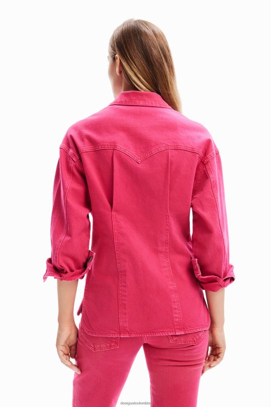 ropa 4802L90 mujer Desigual chaqueta estilo camionero de mezclilla plisada - Desigual Colombia rebajas