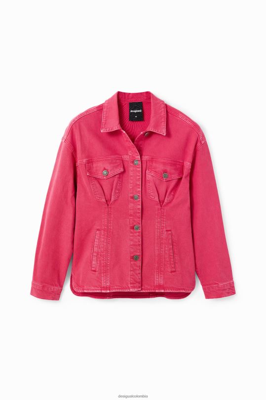 ropa 4802L90 mujer Desigual chaqueta estilo camionero de mezclilla plisada - Desigual Colombia rebajas