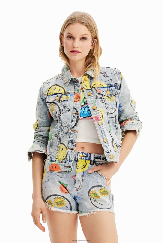 ropa 4802L927 mujer Desigual chaqueta vaquera extragrande con smiley - Desigual sales online