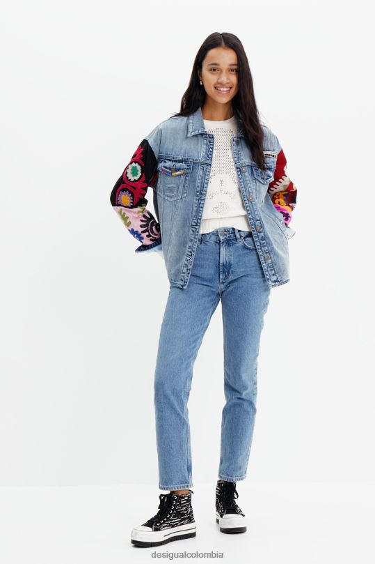 ropa 4802L928 mujer Desigual sobrecamisa estilo trucker de mezclilla bordada - Desigual Colombia Medellín