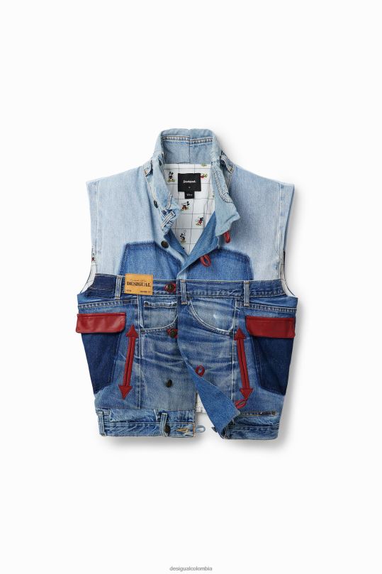 ropa 4802L977 mujer Desigual Chaleco vaquero con icono de Mickey Mouse - Rojo - Desigual Colombia rebajas