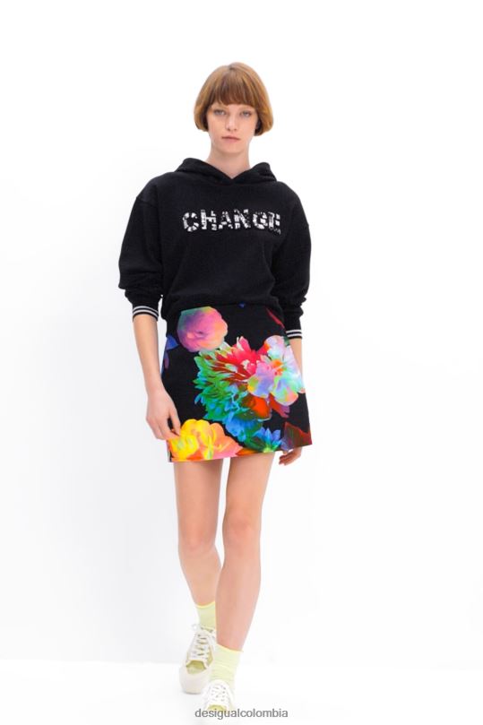 ropa 4802L1005 mujer Desigual minifalda ajustada con estampado floral - Desigual shop