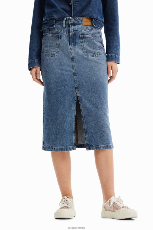 Desigual Colombia pagina oficial - ropa 4802L1010 mujer Desigual falda midi de mezclilla circular