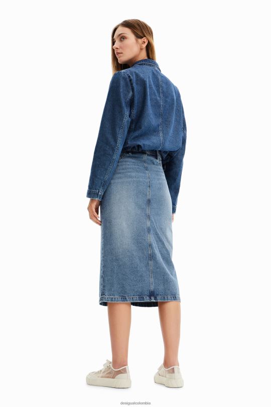 Desigual Colombia pagina oficial - ropa 4802L1010 mujer Desigual falda midi de mezclilla circular