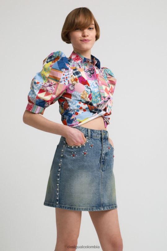 ropa 4802L1086 mujer Desigual minifalda con tachuelas de johnson hartig - Desigual sale damen