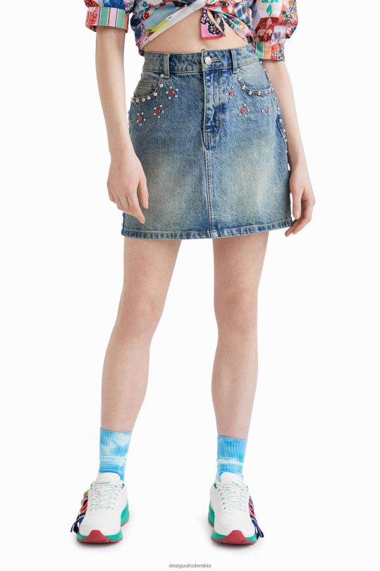 ropa 4802L1086 mujer Desigual minifalda con tachuelas de johnson hartig - Desigual sale damen
