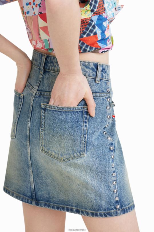 ropa 4802L1086 mujer Desigual minifalda con tachuelas de johnson hartig - Desigual sale damen