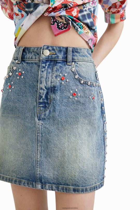 ropa 4802L1086 mujer Desigual minifalda con tachuelas de johnson hartig - Desigual sale damen