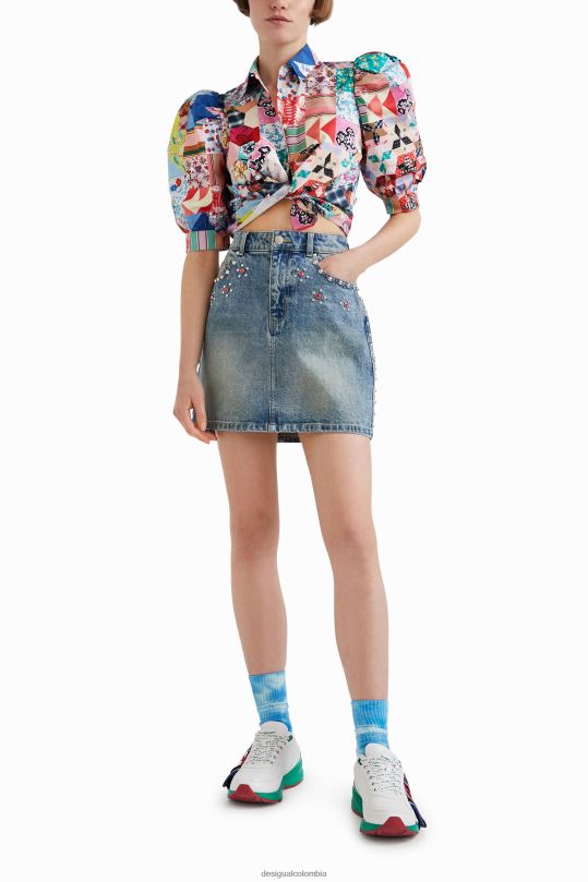 ropa 4802L1086 mujer Desigual minifalda con tachuelas de johnson hartig - Desigual sale damen