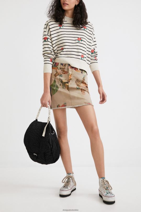 ropa 4802L1091 mujer Desigual minifalda con estampado floral y camuflaje - Desigual Colombia Medellín