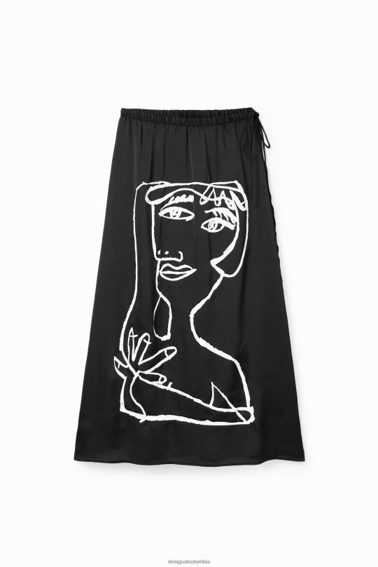 ropa 4802L132 mujer Desigual falda midi con rostro artístico - Desigual sale damen