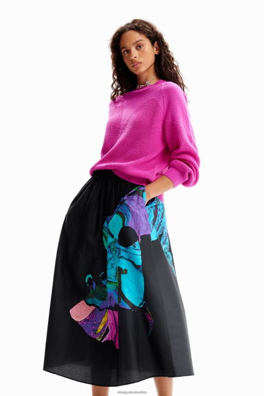 ropa 4802L147 mujer Desigual metro. falda midi fluida de christian lacroix - Desigual sales online
