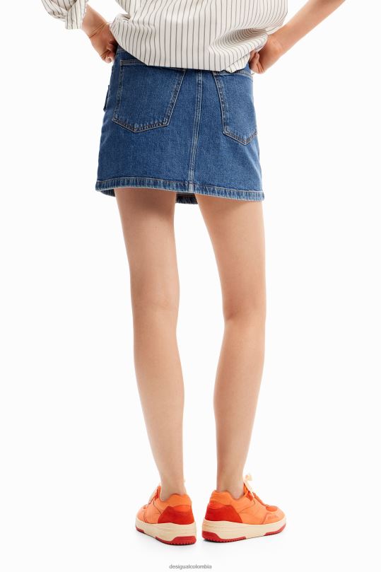 ropa 4802L177 mujer Desigual minifalda de mezclilla con tachuelas - Desigual shop