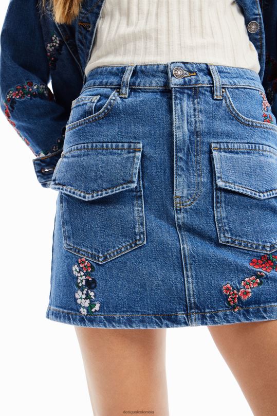 Desigual Colombia bolsos - ropa 4802L261 mujer Desigual minifalda vaquera con estampado floral