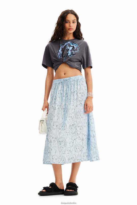 blusas Desigual bogota - ropa 4802L269 mujer Desigual falda midi con caras