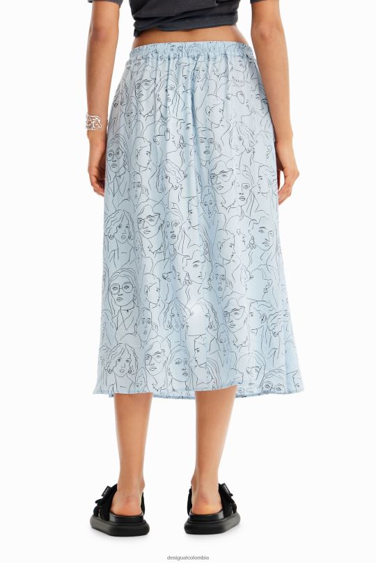 blusas Desigual bogota - ropa 4802L269 mujer Desigual falda midi con caras