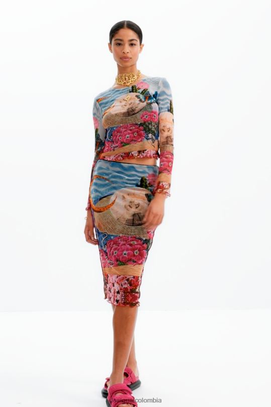 ropa 4802L304 mujer Desigual falda midi ajustada de tul - Desigual Colombia rebajas