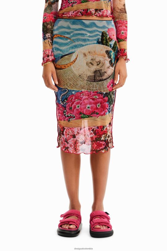 ropa 4802L304 mujer Desigual falda midi ajustada de tul - Desigual Colombia rebajas