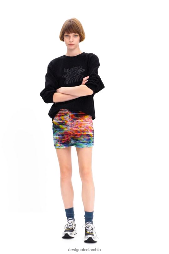ropa 4802L324 mujer Desigual minifalda floral de tul fruncida - Desigual sales online